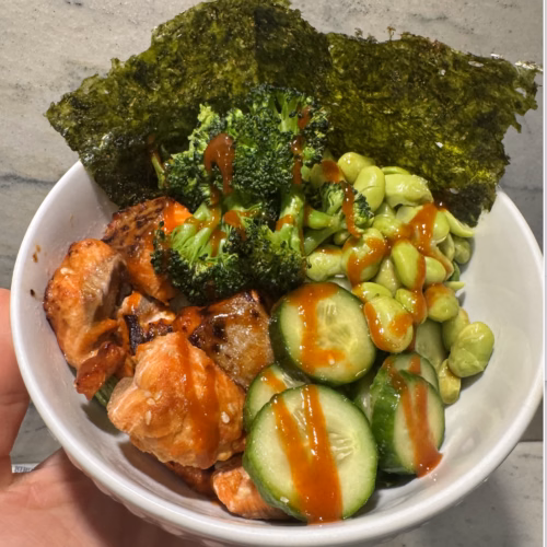 Honey Sriracha Salmon Rice Bowls